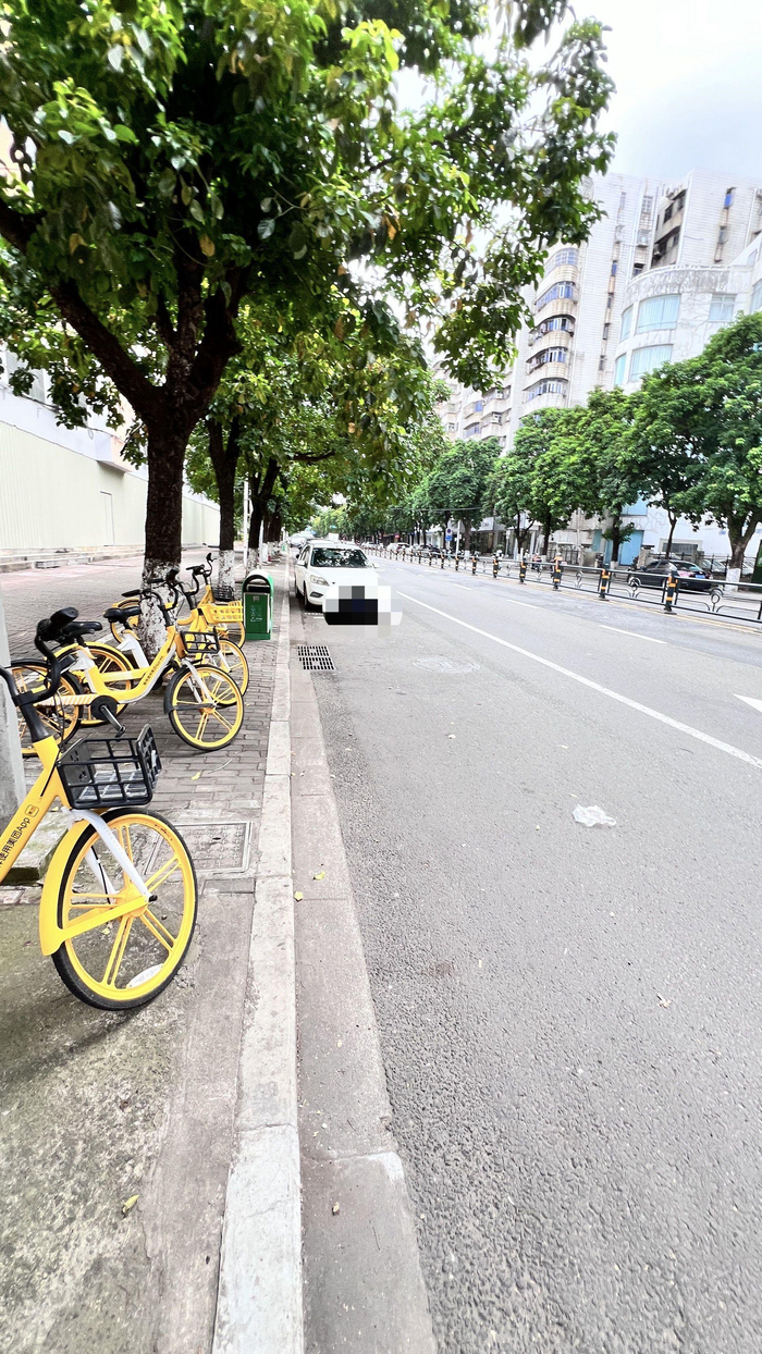海口市西沙路的划线车位前还有很多空白区域，市民认为未充分利用资源。记者 王洪旭 摄