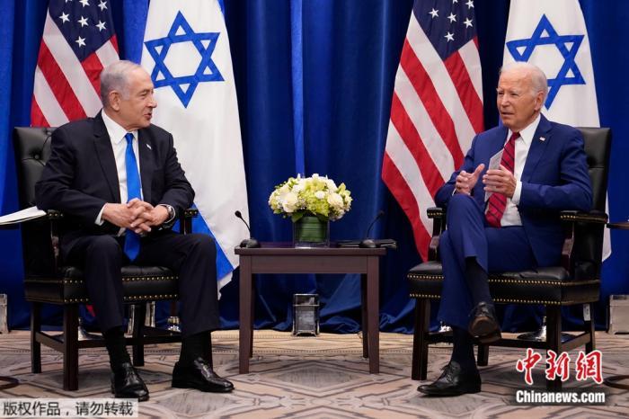 　　资料图：以色列总理内塔尼亚胡(左)和美国总统拜登。