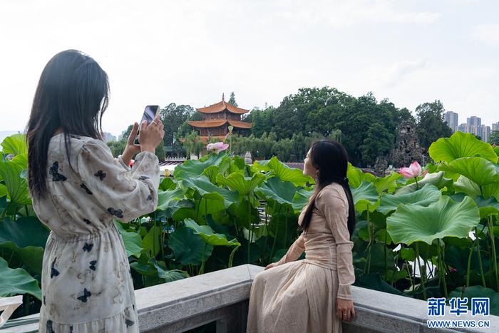 打卡拍照的游客（6月15日摄）。新华网发（郑益 摄）