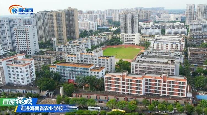 海南省农业学校航拍。直播截图