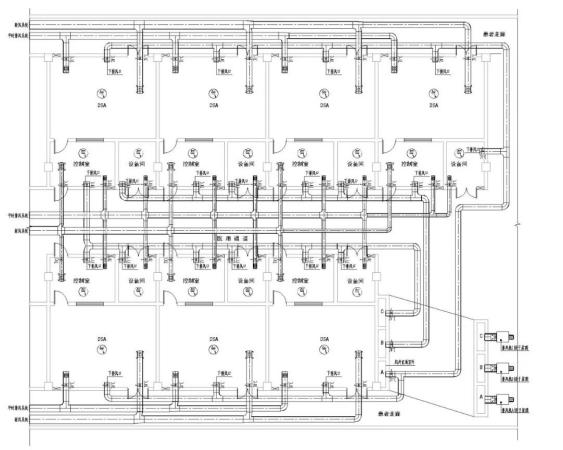 ▲ 图5 DSA区域气体灭火房间通风平面示意图