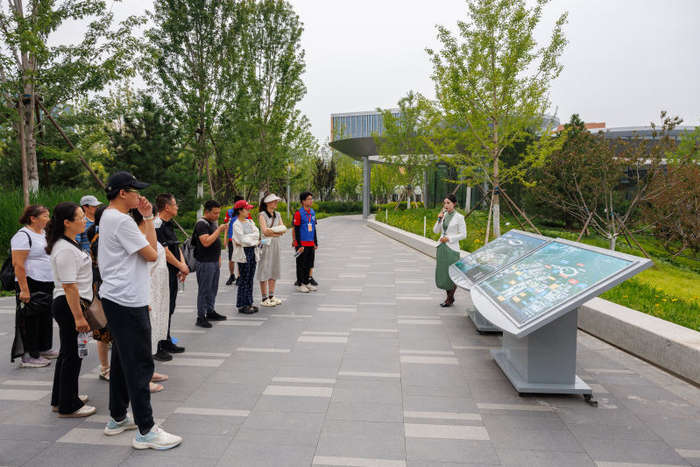 毕业生及家长参观怀柔科学城城市客厅A地块。新京报记者 王子诚 摄