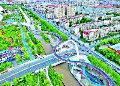 俯瞰大庆滨水绿道。资料图片