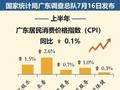 上半年广东居民消费价格指数 同比上涨0.1%