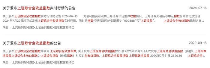上交所官方网站上的两个公告。