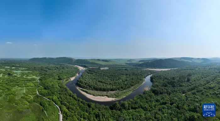 　　7月2日拍摄的额尔古纳市额尔古纳国家湿地公园（无人机全景照片）。新华社记者 贝赫 摄