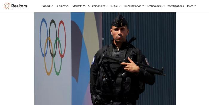 参与巴黎奥运安保任务的法国军警。图/路透社网站截图
