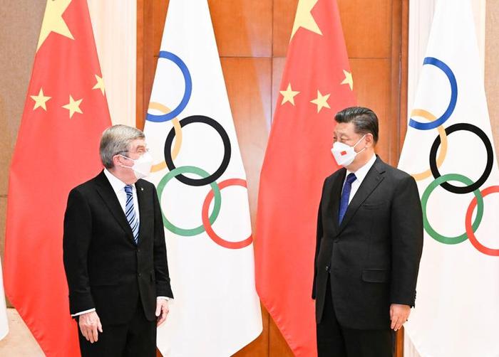 △2022年1月25日，习近平主席在北京钓鱼台国宾馆会见国际奥委会主席巴赫。