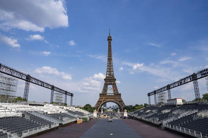   这是6月26日拍摄的特罗卡德罗广场。当日，将举办巴黎奥运会开幕式庆祝仪式的特罗卡德罗广场对媒体开放。新华社记者 孙非 摄