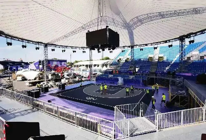 ▲三人制篮球场地已经铺设完毕（图源：石家庄发布）