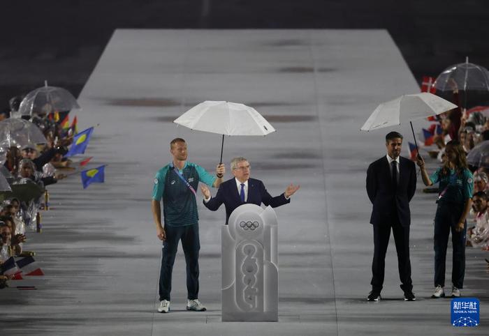 7月26日，国际奥委会主席巴赫在开幕式现场致辞。新华社记者 高静 摄