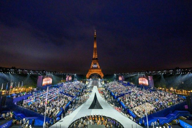 7月26日拍摄的开幕式现场。当日，第33届夏季奥林匹克运动会在法国巴黎开幕。新华社发