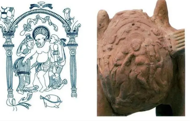 驼囊局部及线描图 图源西安发布