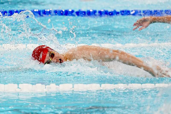 潘展乐在今天的比赛中。中青报·中青网记者李隽辉摄