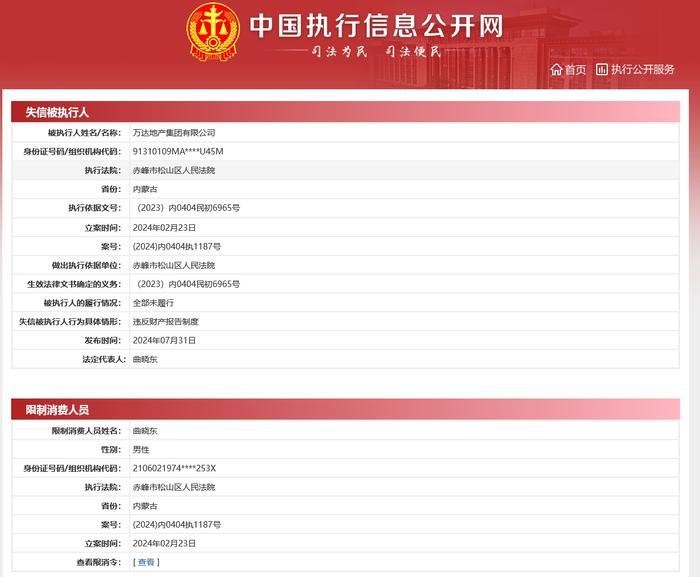 中国执行信息公开网截图(下同)