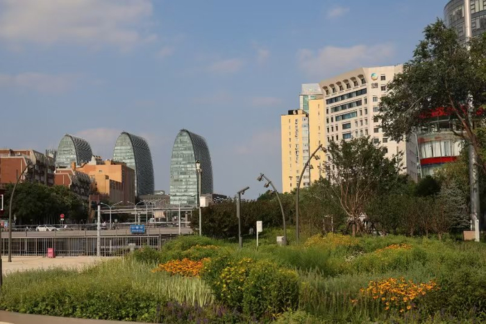 西外广场项目升级改造融入绿色园林建设理念。　北京市西城区供图