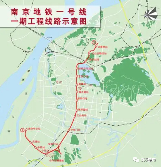 　　原南京地铁1号线线路走向示意图