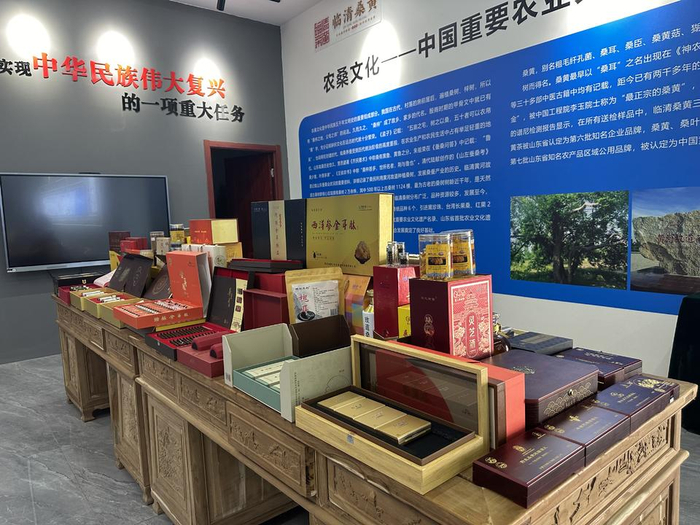 中国临清桑黄博物馆里陈列的桑黄产品