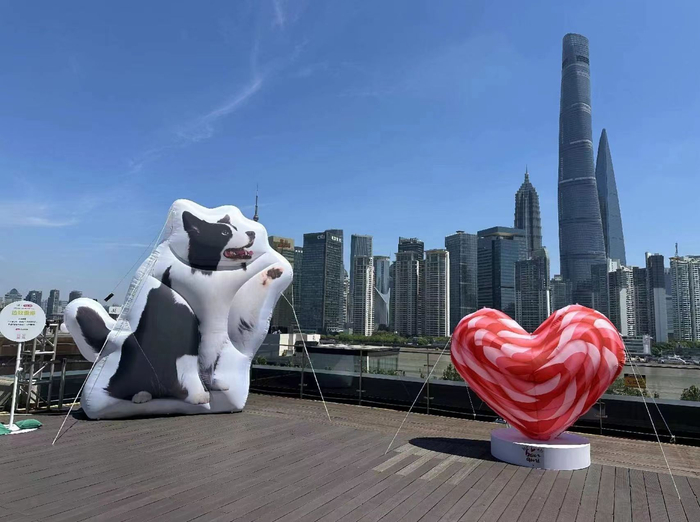 七夕限定快乐小狗艺术装置。受访对象供图