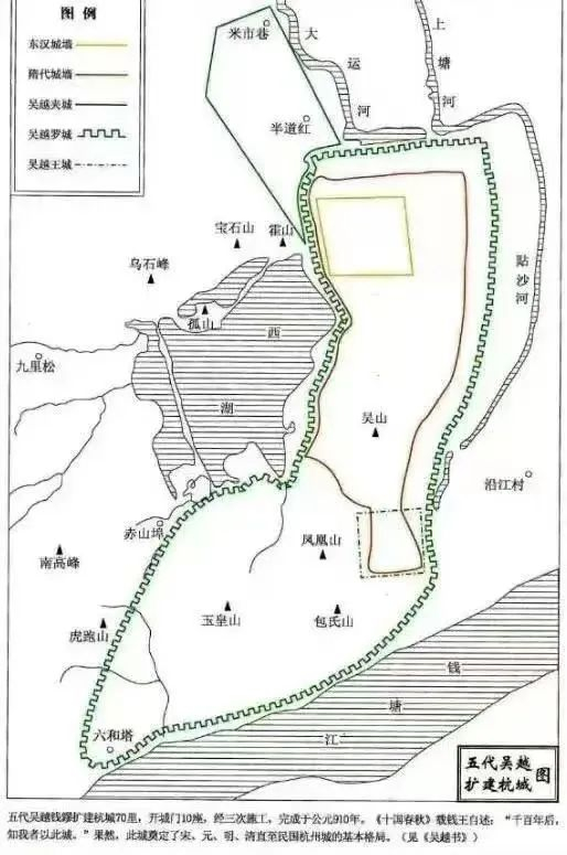 吴越国时期的杭州城 图源：“水韵西湖”微信公众号