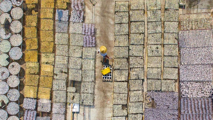 ▲渔民们沿用的传统“淡晒”法处理鱼获。图来源于珠海万山