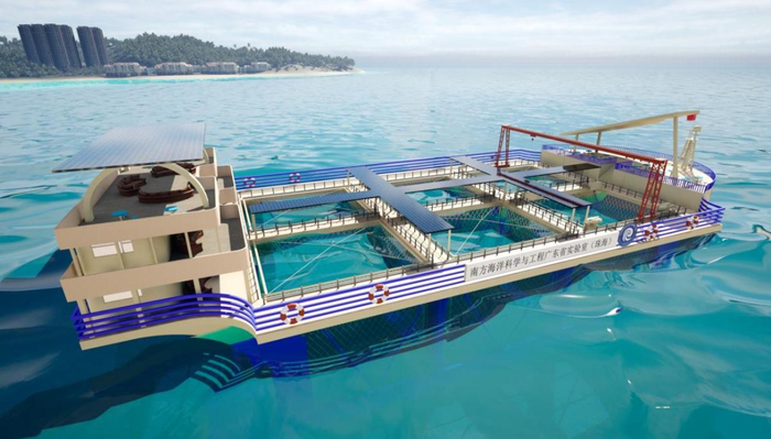 ▲“珠海琴”半潜式平台下潜状态效果图。