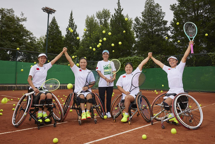 中国轮椅网球队赛前备战。（视觉中国）