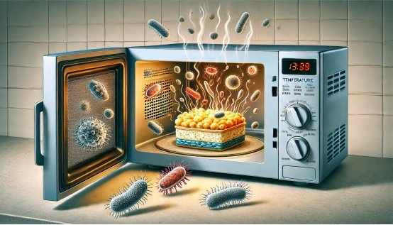 微波炉可以靠高温杀死食物中的细菌（来源：作者 AI 生成）