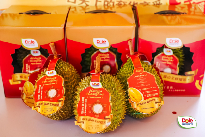 首批都乐猫山王鲜榴莲在抵沪。都乐供图