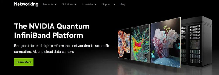 ▲InfiniBand已经成为英伟达通信网络部门的重要技术（图源：英伟达）