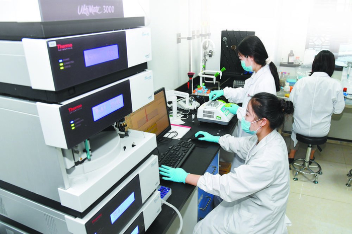 图为石药集团研发团队在进行新药的研发实验。首席记者 张 震 摄