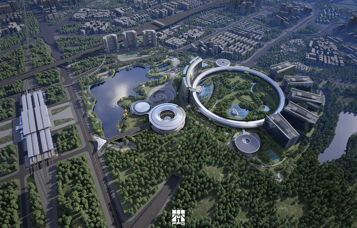 ▲ 比亚迪深圳全球研发中心鸟瞰效果图，图源梵朴建筑设计