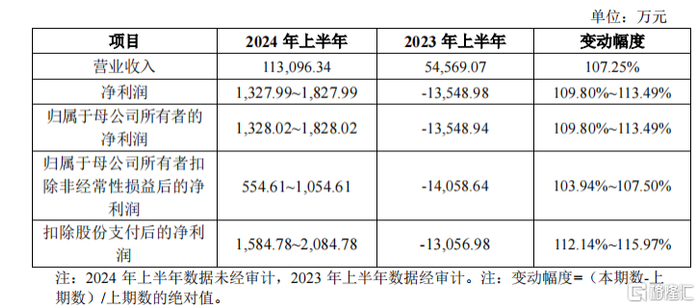 2024年上半年主要财务数据，来源第二轮问询函