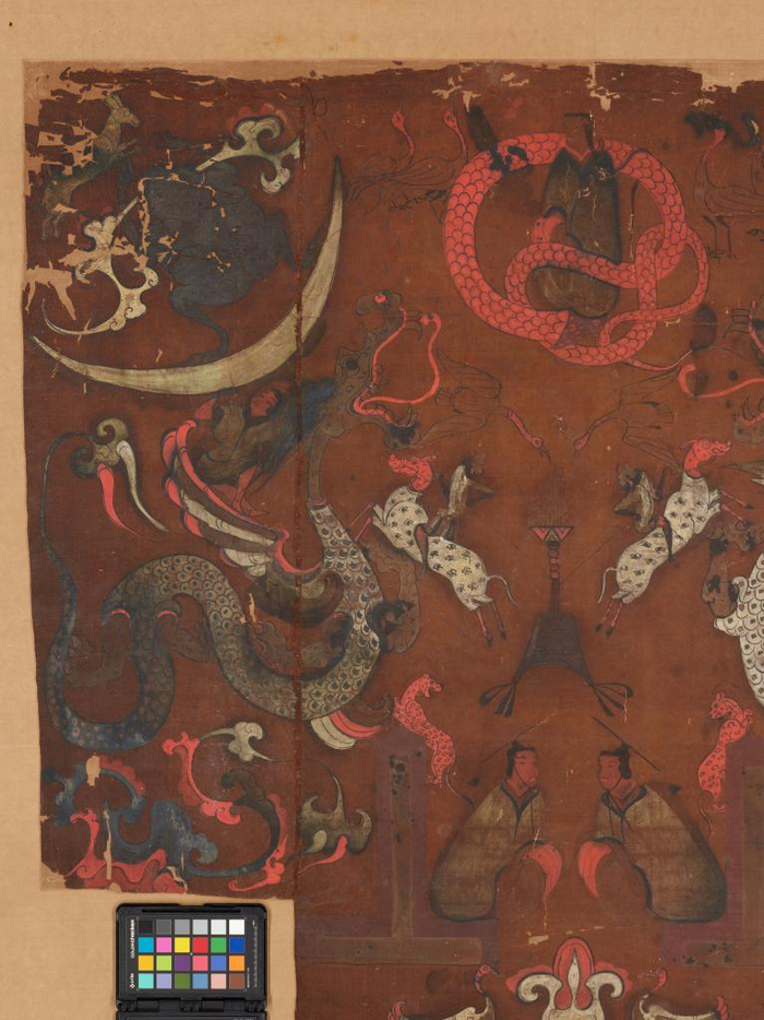 　　图为马王堆一号墓出土T形帛画的局部特写。（湖南博物院供图）