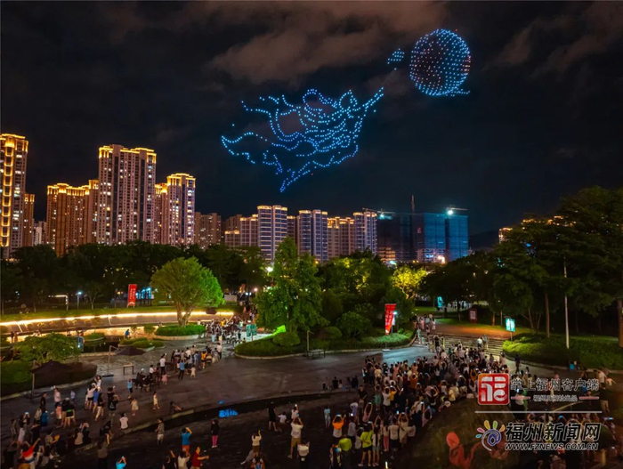 无人机绘出嫦娥奔月场景。福清市影像中心供图