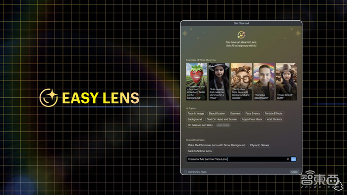 ▲创作者借助Easy Lens功能，可以实现文本生成AR特效（图源：TechCrunch）