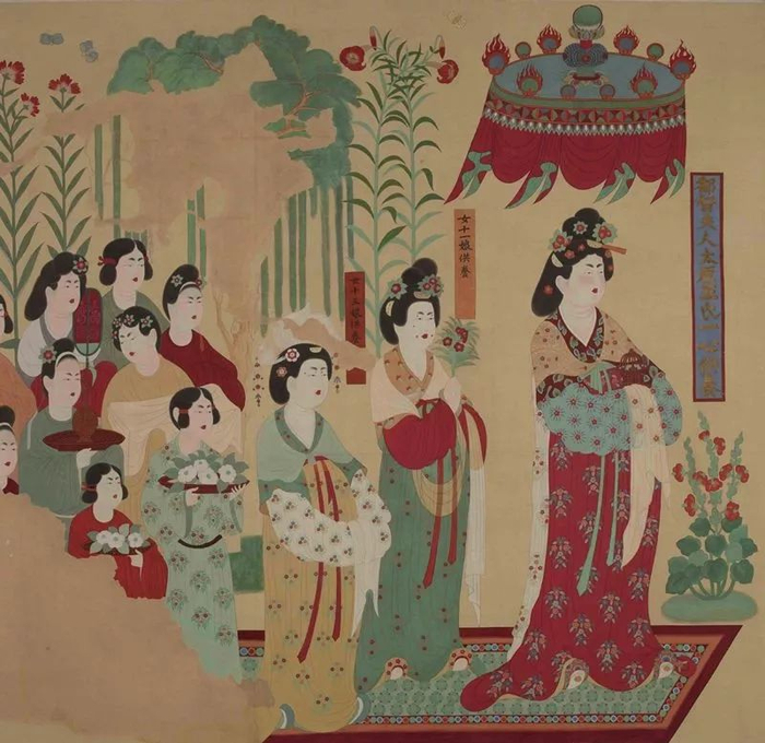 ▲段文杰先生临摹莫高窟第130窟《都督夫人礼佛图》。敦煌研究院供图