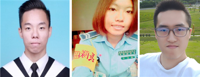 　　台湾资通电军现役人员：罗俊铭（左）、洪莉棋（中）、廖韦纶（右）