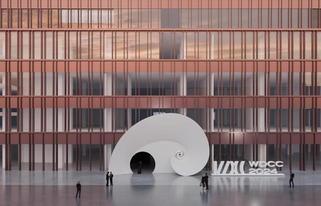 位于世博城市最佳实践区鼎博大厦的主场展览入口效果图