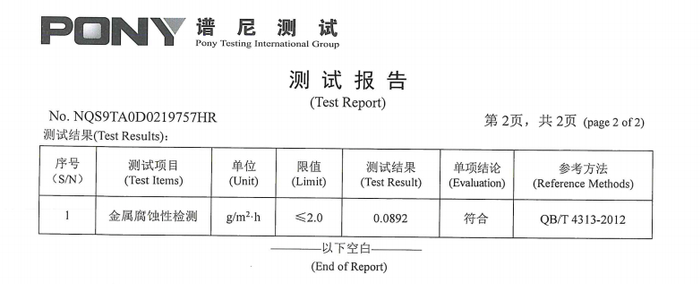 *金属腐蚀检测合格