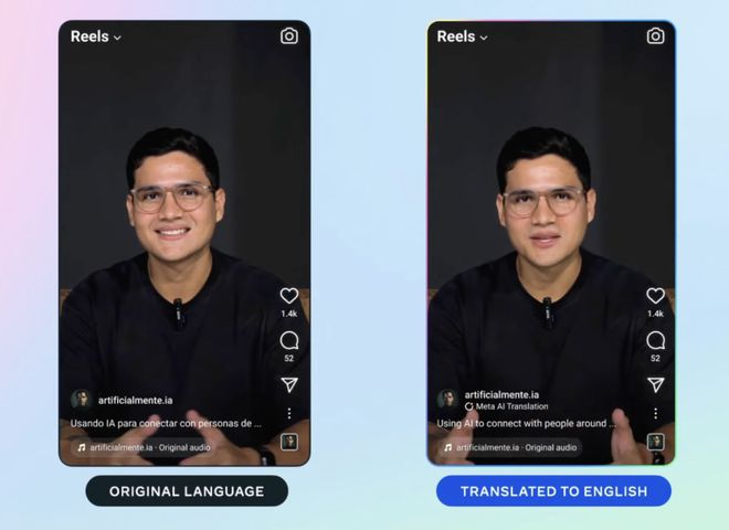 Meta短视频直接转换成观众母语｜图片来源：Meta
