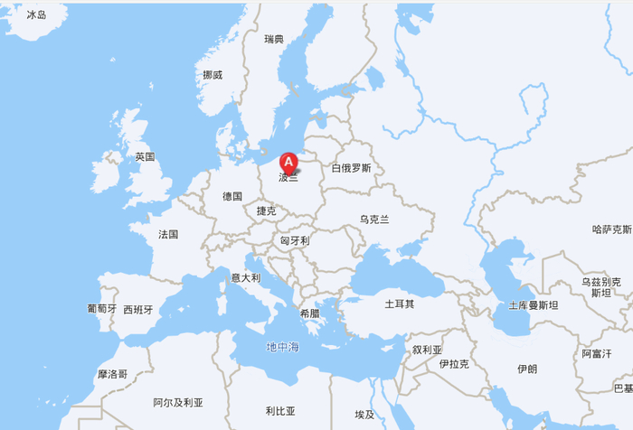 波兰位于欧洲中部，毗邻德国、捷克、乌克兰等国