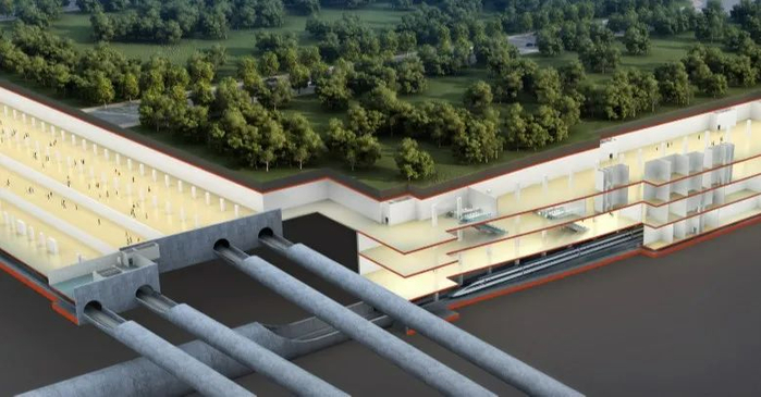 景洪路站剖面示意图