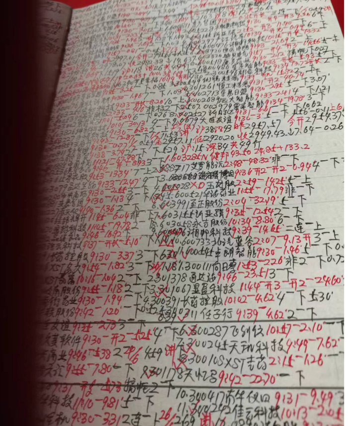 （看盘笔记，受访者提供）