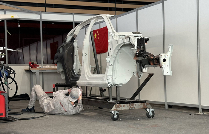 朱俊峰在比赛中。受访者供图