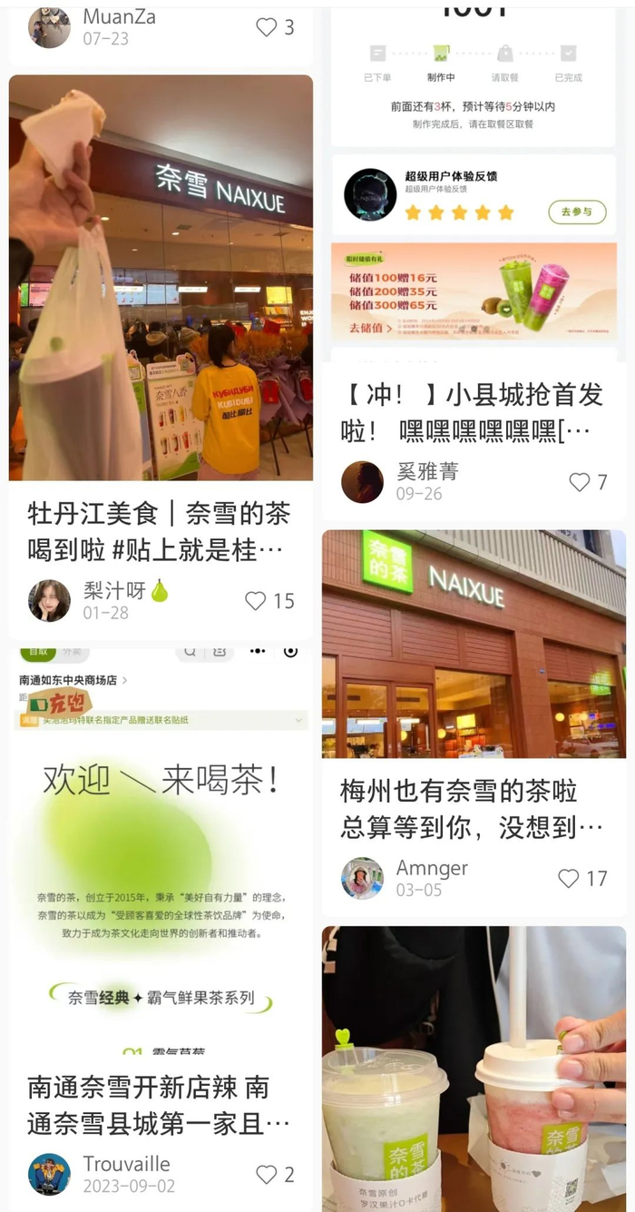 ▲小红书用户们晒出老家买到的奈雪的茶