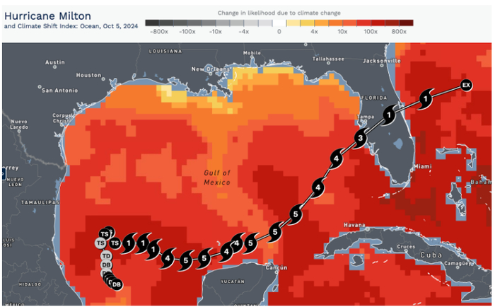 灰色区域为陆地，红色区域为海面