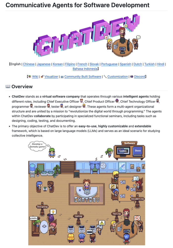 图 | 该团队之前的成果 ChatDev，在 GitHub 上获星 24k+（来源：资料图）