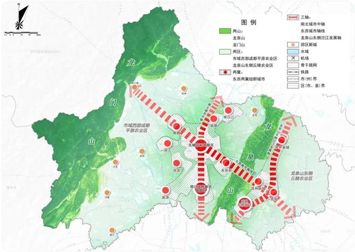 成都市域国土空间总体格局规划图 图片来源：成都市规划和自然资源局