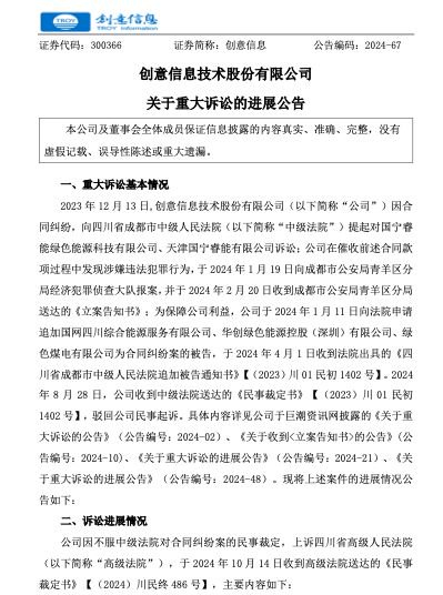 ▲创意信息公告截图